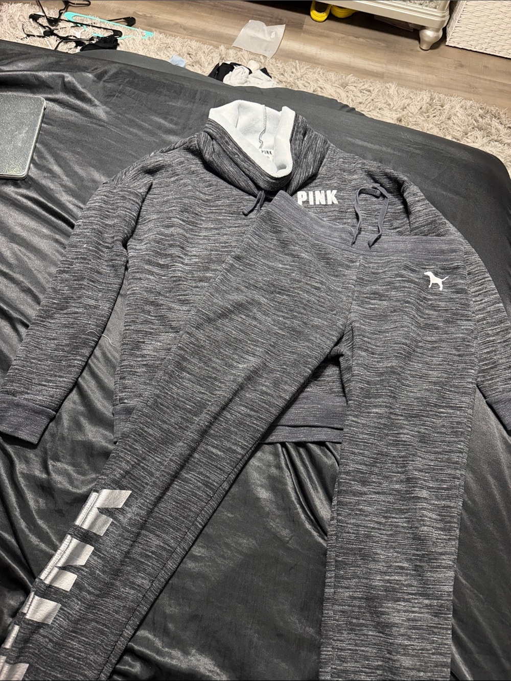 Victoria's Secret PINK Gray Marled Hoodie & Joggers Set